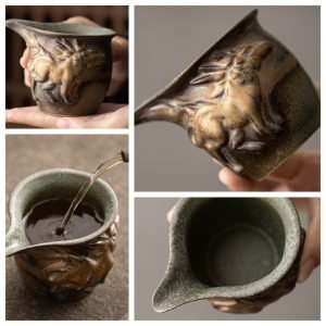 Traditional Ancient Kiln Change Gilded Oil Spot Rough Pottery Bai Ze Tea Divider Gong Dao Bei
