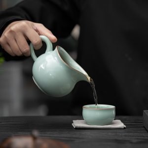 Traditional Chinese Cyan Ru Kiln Porcelain Fair Cup Gongfu Tea Ceremony Accessories