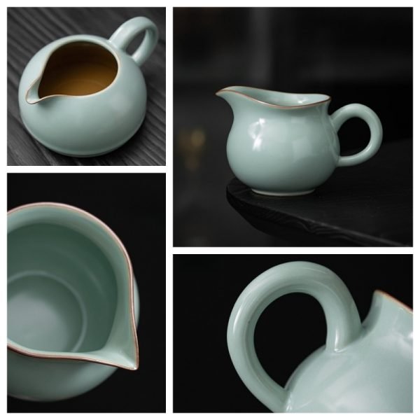 Traditional Chinese Cyan Ru Kiln Porcelain Fair Cup Gongfu Tea Ceremony Accessories