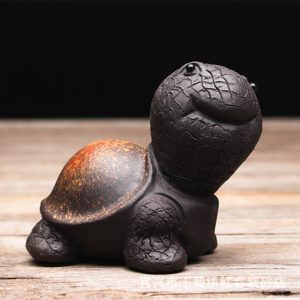 Traditional Chinese Purple Clay Golden Back Cute Turtle Gongfu Tea Pet Yixing
