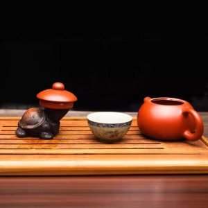 Traditional Chinese Purple Clay Golden Back Cute Turtle Gongfu Tea Pet Yixing