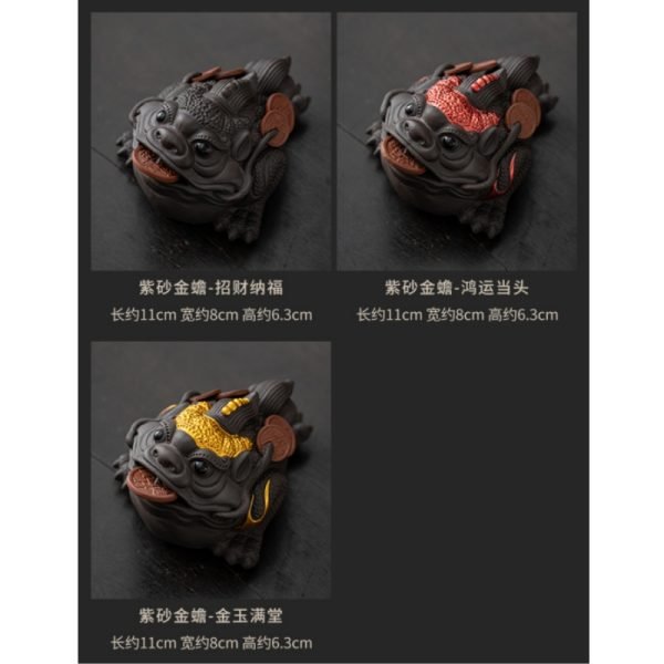 Traditional Chinese Purple Clay Golden Toad Gongfu Tea Pets For Sale