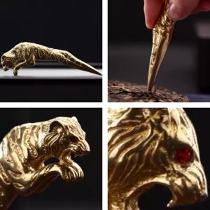 Traditional Handcrafted Leopard Shaped Vintage Brass Tea Ceremony Knife