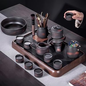 Traditional Handmade Purple Pottery Antique Gongfu Kungfu Tea Tray Set
