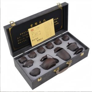Traditional Purple Pottery Antique Chinese Tea Ceremony Gift Set For Sale