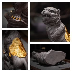 Traditional Zisha Fortune Tiger Gongfu Tea Pet Tea Set Decoration For Good Meaning