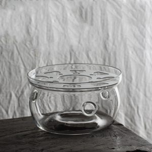 Transparent Clear Glass Vintage Tea Kettle Candle Warmer For Sale