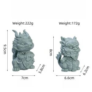 Unique Traditional Chinese Tea Ceremony Blue Sandstone Tea Pet Dragon King And Dragon Princess