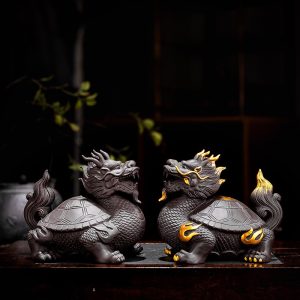 Unique Vintage Zisha Dragon Turtle Chinese Gongfu Tea Pet For Tea Accessories