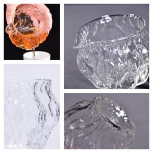 Unique Walnut Hammer Pattern Clear Glass Japanese Artisanal Heat-resisting Gong Dao Bei