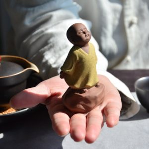 Vintage Chinese Cute Yellow Buddha Gongfu Ceramic Tea Pet For Sale