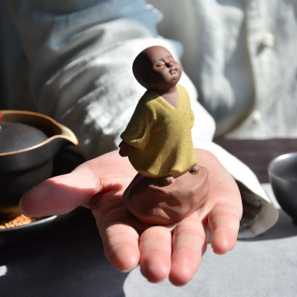 Vintage Chinese Cute Yellow Buddha Gongfu Ceramic Tea Pet For Sale