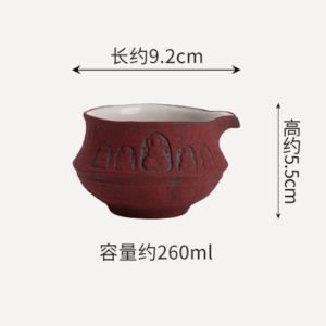 Vintage Chinese Style Red Ochre Dunhuang Buddha Statue Rough Pottery Gongfu Teaware Fair Cups