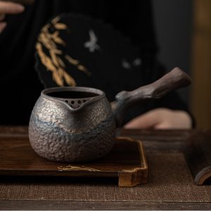 Vintage Dead Wood Gilded Iron Glaze Old Clay Side-handle Gongfu Tea Ceremony Handmade Fair Cups