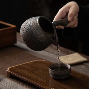 Vintage Dead Wood Gilded Iron Glaze Old Clay Side-handle Gongfu Tea Ceremony Handmade Fair Cups