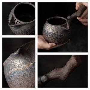 Vintage Dead Wood Gilded Iron Glaze Old Clay Side-handle Gongfu Tea Ceremony Handmade Fair Cups
