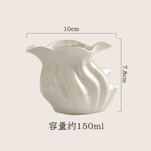 Vintage Elegant White Porcelain Lotus Leaf Shape Plant Ash Glaze Handcraft Cha Hai Gongfu Tea Accessories
