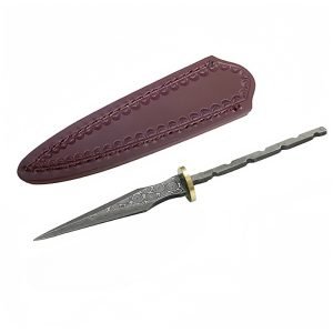 Vintage Handmade Damascus Steel Tactical Puerh Tea Cake Knife For Sale