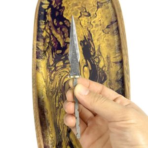 Vintage Handmade Damascus Steel Tactical Puerh Tea Cake Knife For Sale