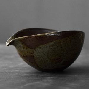Vintage Japanese A Leaf-like Boat Ceramic Handmade Largre Gong Dao Bei For Tea Ceremony