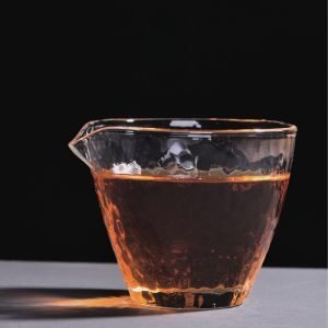 Japanese Tradiional Hammered Pattern Clear Glass Round Gong Dao Bei Gongfu Tea Accessories