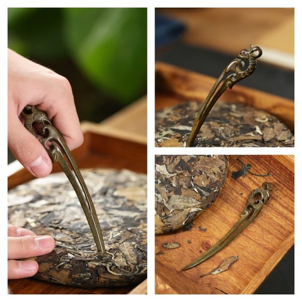 Vintage Phoenix Shaped Handcrafted Traditional Copper Pu Erh Tea Cake Knife For Sale