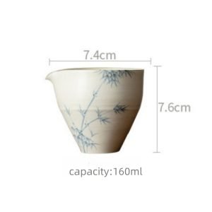 Vintage Wabi-sabi Style Hand Painted Ink Bamboo White Slip Porcelain Tea Divider Chahai