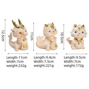 White And Yellow Traditional Ceramic Little Dragon Tea Pet Desk Decoration For Sale