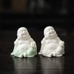 White And Cyan Ceramic Cute Chinese Zen Buddha Old Gongfu Tea Pet China For Sale