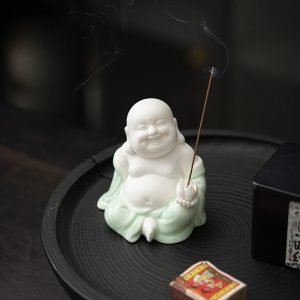 White And Cyan Ceramic Cute Chinese Zen Buddha Old Gongfu Tea Pet China For Sale
