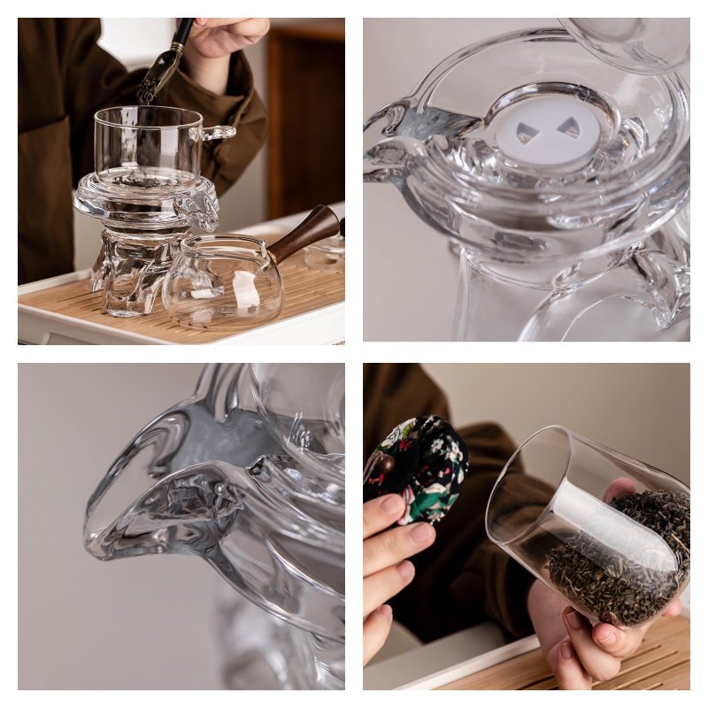 Zen Heat Resistant Transparent Crystal Clear Glass Semi Auto Tea Set Lazy Zen Heat Resistant Transparent Crystal Clear Glass Semi Auto Tea Set Lazy