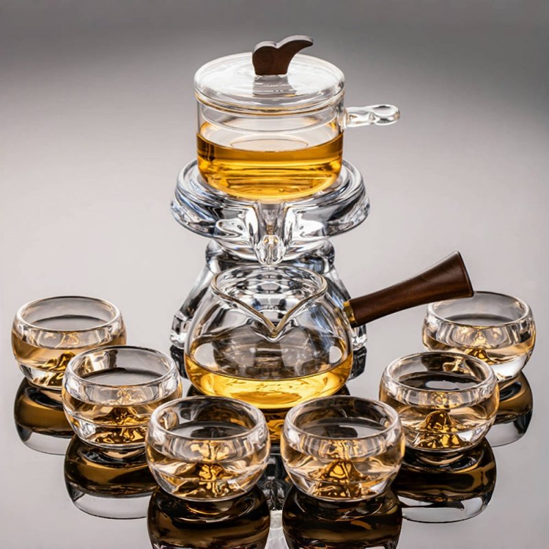 Zen Heat Resistant Transparent Crystal Clear Glass Semi Auto Tea Set Lazy Zen Heat Resistant Transparent Crystal Clear Glass Semi Auto Tea Set Lazy