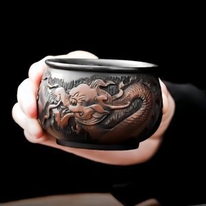 Large Zisha Pottery Year Of The Chinese Dragon Master Tea Cup Handmade Auspicious Dragon Figurine