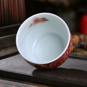 Chinese Alum Red Vintage Gongfu Tea Ceremony Accessories Dragon Pattern Handcraft Tea Cup Chawan