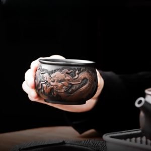 Large Zisha Pottery Year Of The Chinese Dragon Master Tea Cup Handmade Auspicious Dragon Figurine