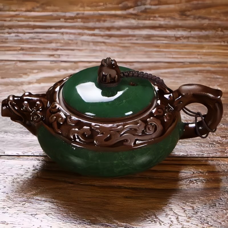 Dark Green Ice Crackle Glaze Year Of The Dragon Chinese Teapot With Dragon Spout Gongfu Tea Ceremony Teapot Dark Green Ice Crackle Glaze Year Of The Dragon Chinese Teapot With Dragon Spout Gongfu Tea Ceremony Teapot