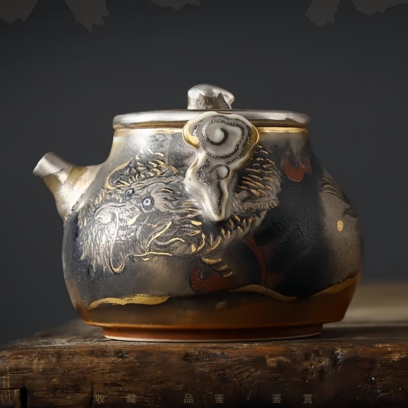 Chinese Traditional Kiln Change Hand Painted Black Dragon Pattern Ceramic Ware Teapot Chinese Traditional Kiln Change Hand Painted Black Dragon Pattern Ceramic Ware Teapot