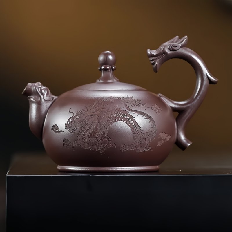 Chinese Yixing Purple Clay Vintage Year Of The Dragon Teapot With Dragon Shaped Lifting Beam Handle Chinese Yixing Purple Clay Vintage Year Of The Dragon Teapot With Dragon Shaped Lifting Beam Handle
