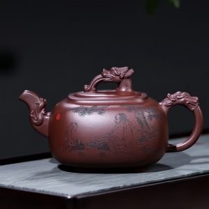 Vintage Yixing Purple Clay Handmade Chinese Gongfu Teapot For Sale