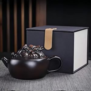 Traditional Vintage Purple Pottery Year Of The Dragon Teapot With Dragon Head Shaped Twist