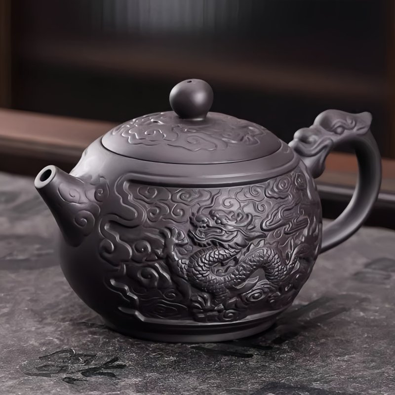 Chinese Large Capacity Purple Clay Auspicious Dragon And Floating Clouds Pattern Teapot Chinese Large Capacity Purple Clay Auspicious Dragon And Floating Clouds Pattern Teapot