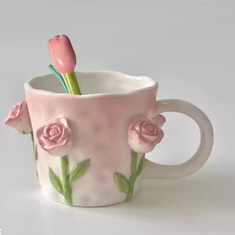 Vintage Bone China English Paragon Old Country Ceramic Hand Painted Pink Tea Mugs Set Vintage Bone China English Paragon Old Country Ceramic Hand Painted Pink Tea Mugs Set