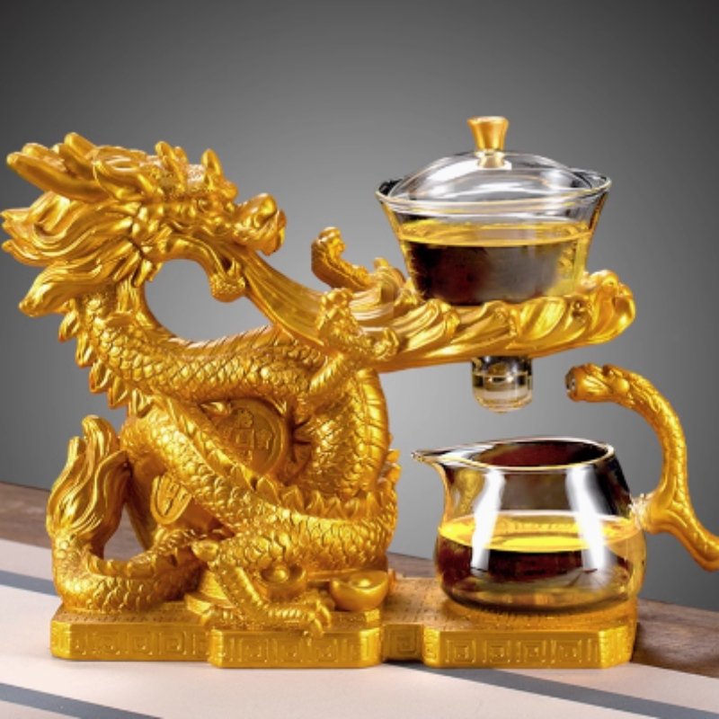 Gold Dragon Glass Teapot With Stainless Steel Infuser Gold Dragon Glass Teapot With Stainless Steel Infuser