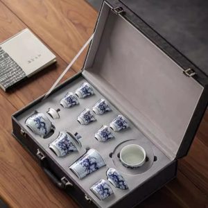 Year Of The Dragon Tea Set With Blue And White Porcelain Dragons Pattern