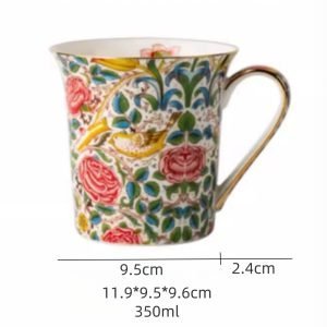 Creative Vintage Royal Rose Of England Seasonal Blooms Ceramic Mug With Gilding Handle