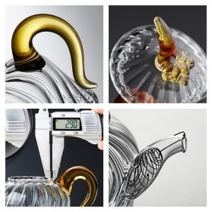 15.2 Fl Oz Spiral Pattern Transparent Glass Teapot With Stainless Steel Loose Leaf Strainer In Spout