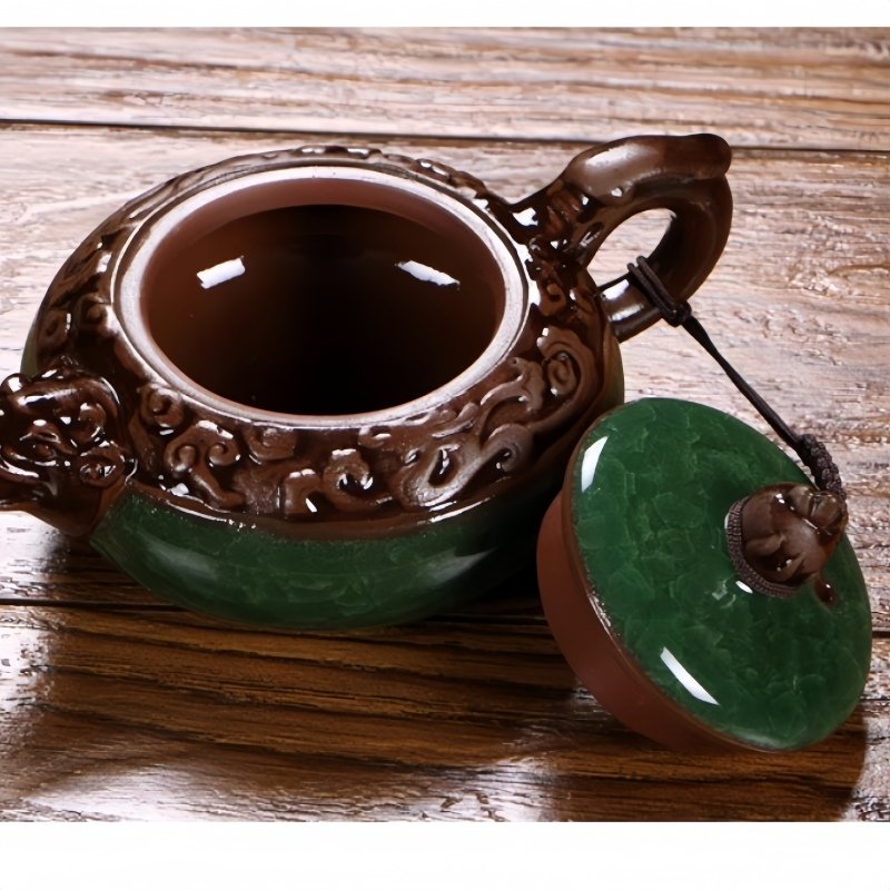 Dark Green Ice Crackle Glaze Year Of The Dragon Chinese Teapot With Dragon Spout Gongfu Tea Ceremony Teapot Dark Green Ice Crackle Glaze Year Of The Dragon Chinese Teapot With Dragon Spout Gongfu Tea Ceremony Teapot