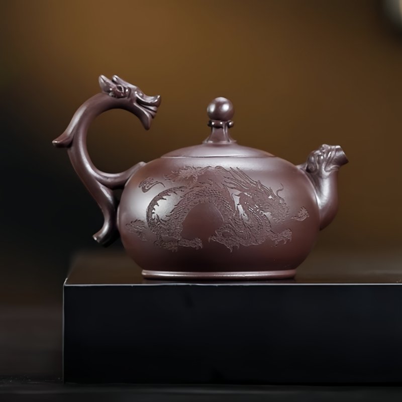 Chinese Yixing Purple Clay Vintage Year Of The Dragon Teapot With Dragon Shaped Lifting Beam Handle Chinese Yixing Purple Clay Vintage Year Of The Dragon Teapot With Dragon Shaped Lifting Beam Handle