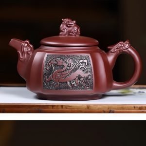 Vintage Chinese Handmade Yixing Purple Clay Red Dragon Spout And Handle Large Capacity Teapot