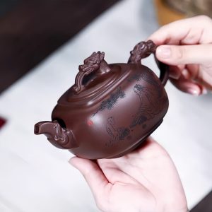 Vintage Yixing Purple Clay Handmade Chinese Gongfu Teapot For Sale